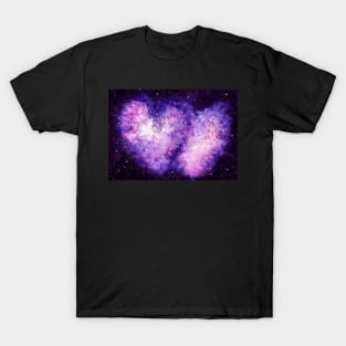 Watercolor Heart Shape Galaxy and Starry Sky T-Shirt